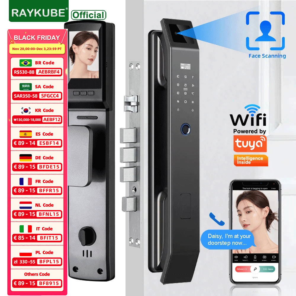 Smart Home Door Lock - RAYKUBE DF14 Tuya WiFi 3D reconocimiento