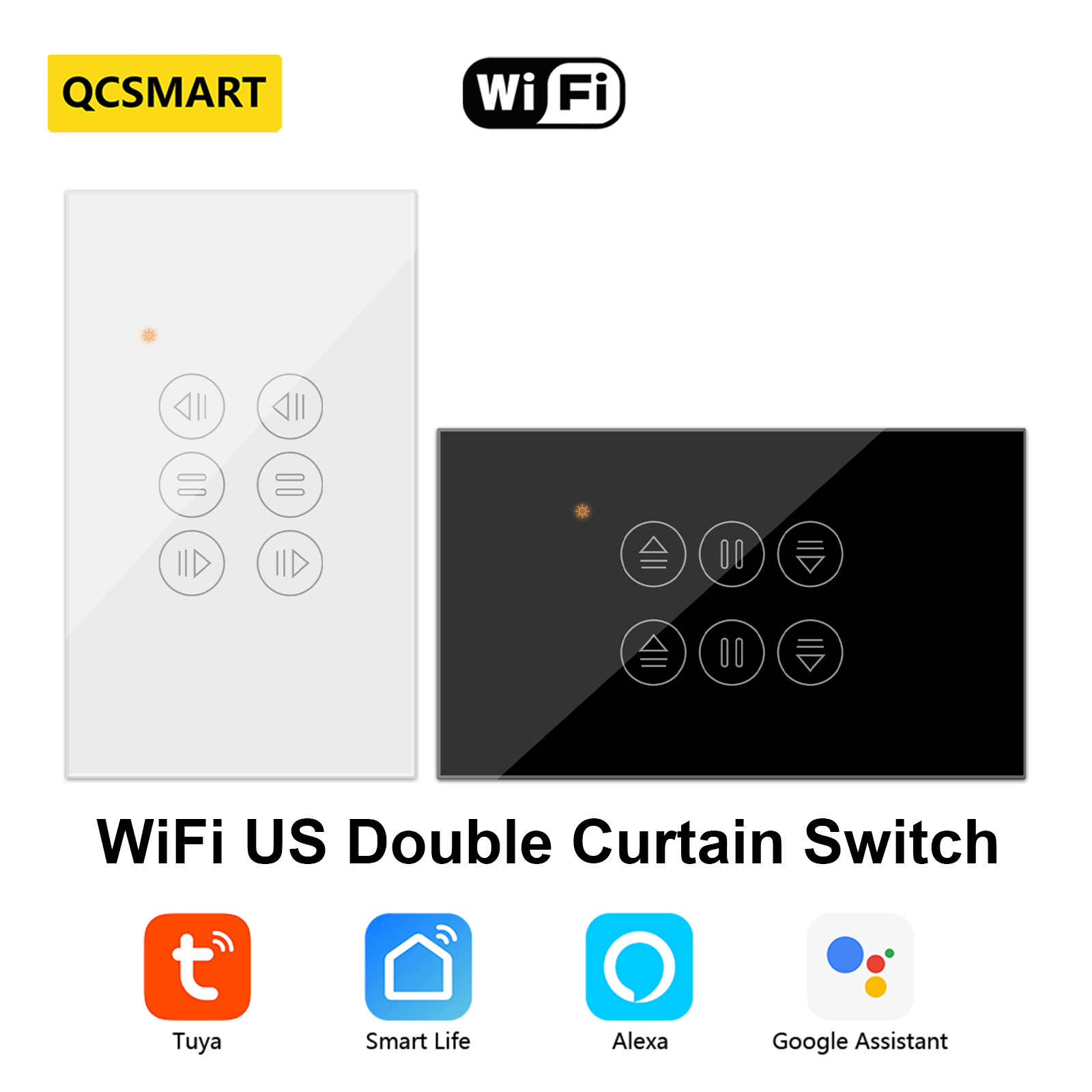 Universal Remote Smart Home - QCSMART WiFi doble cortina interruptor estadounidense