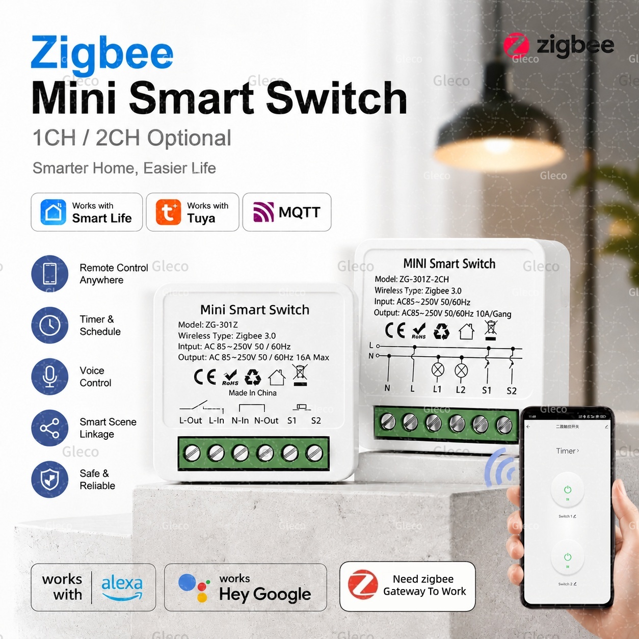 Interruptor inteligente Zigbee - Smart Home Hub 2 reseña y precio